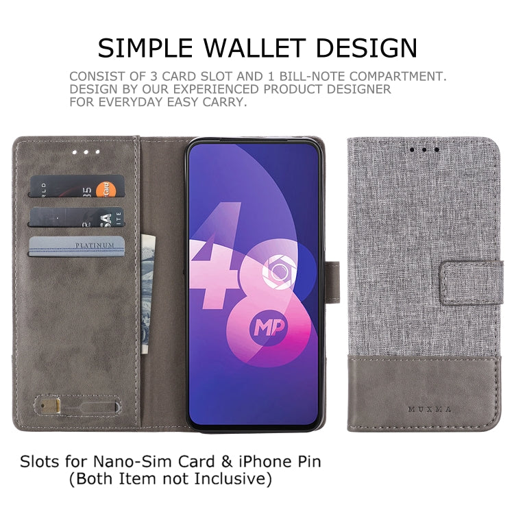 MUXMA MX102 Horizontal Flip Canvas Leather Case with Stand & Card Slot & Wallet Function