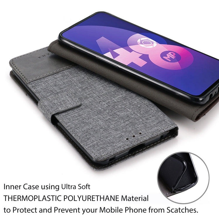 MUXMA MX102 Horizontal Flip Canvas Leather Case with Stand & Card Slot & Wallet Function