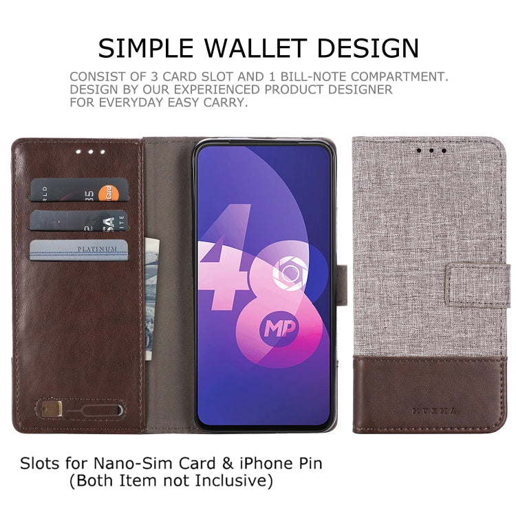 MUXMA MX102 Horizontal Flip Canvas Leather Case with Stand & Card Slot & Wallet Function