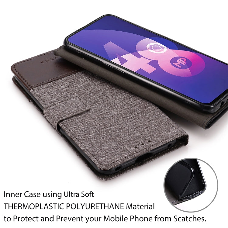 MUXMA MX102 Horizontal Flip Canvas Leather Case with Stand & Card Slot & Wallet Function