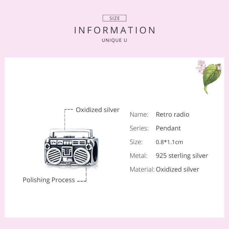 S925 Sterling Silver Retro Radio Beads DIY Bracelet Necklace Accessories