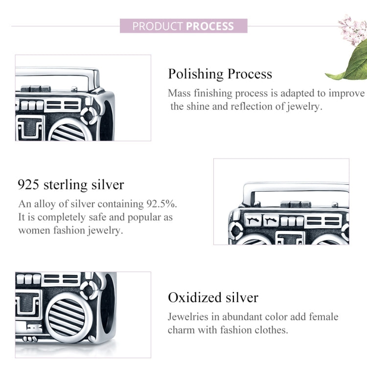 S925 Sterling Silver Retro Radio Beads DIY Bracelet Necklace Accessories