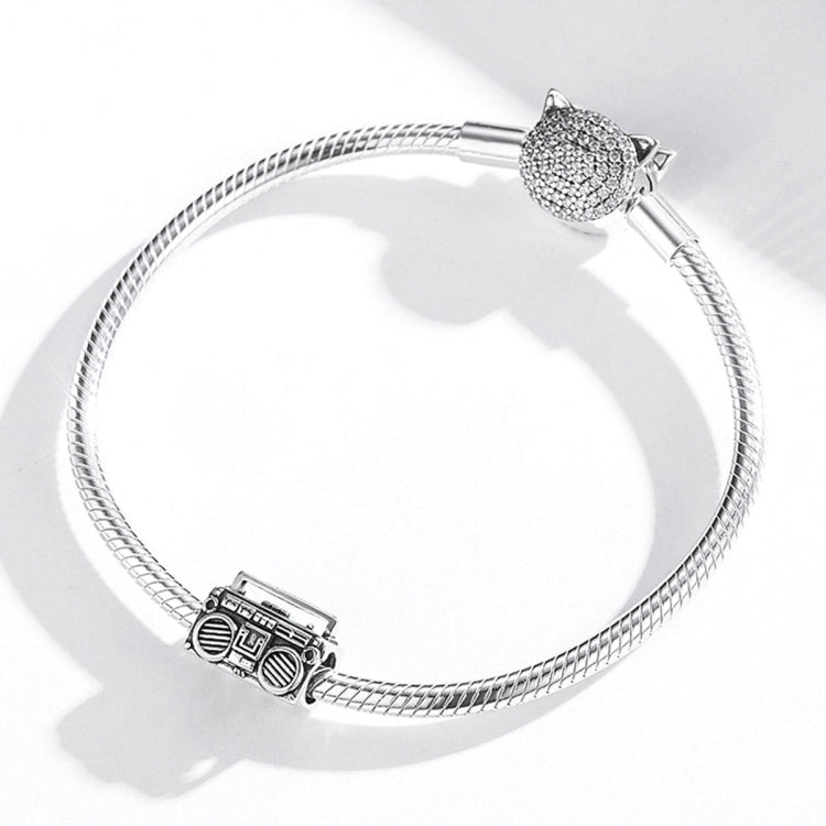 S925 Sterling Silver Retro Radio Beads DIY Bracelet Necklace Accessories