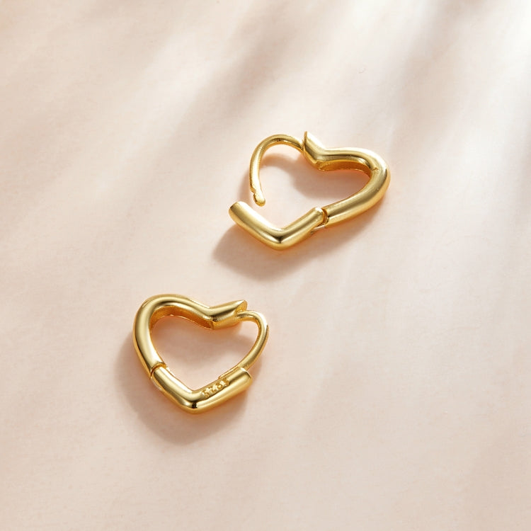 S925 Sterling Silver Heart-shaped Hollow Ear Stud Women Earrings