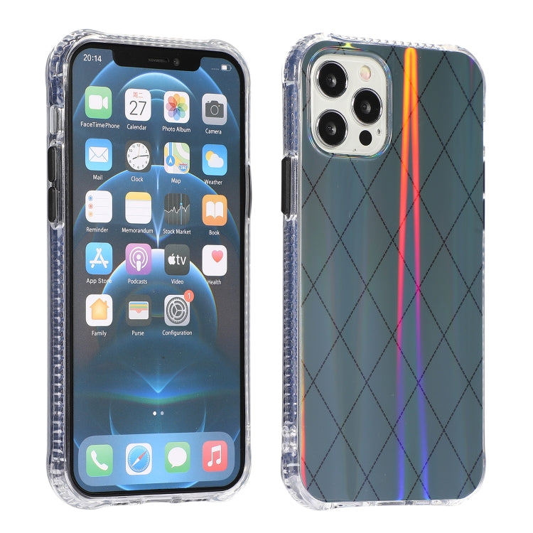 For iPhone 11 Pro Laser Aurora Rhombic Grid TPU Protective Case