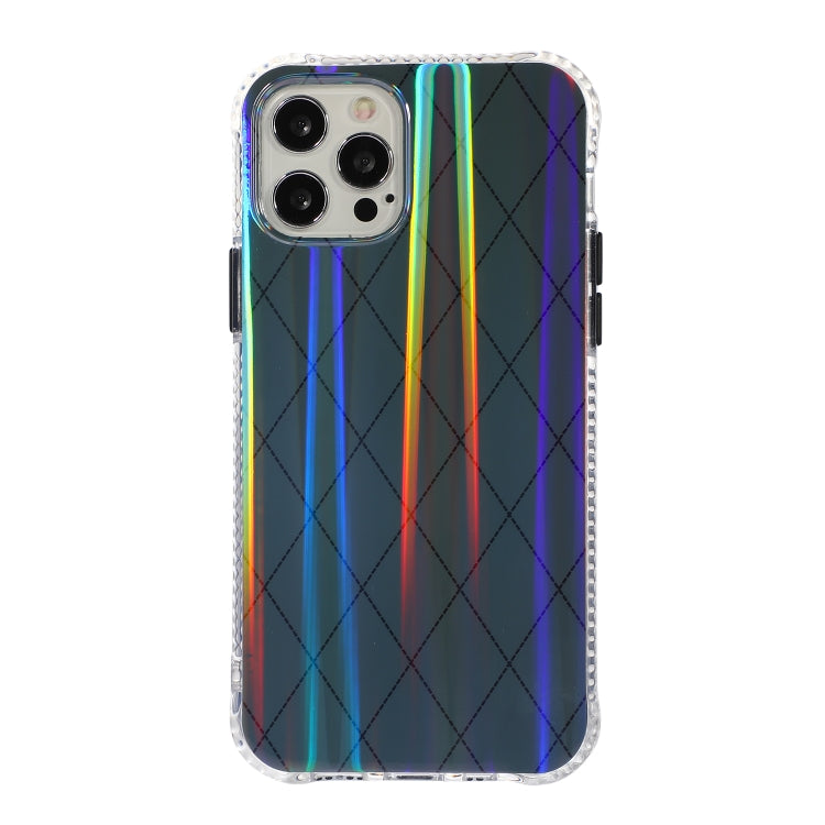 For iPhone 11 Pro Max Laser Aurora Rhombic Grid TPU Protective Case