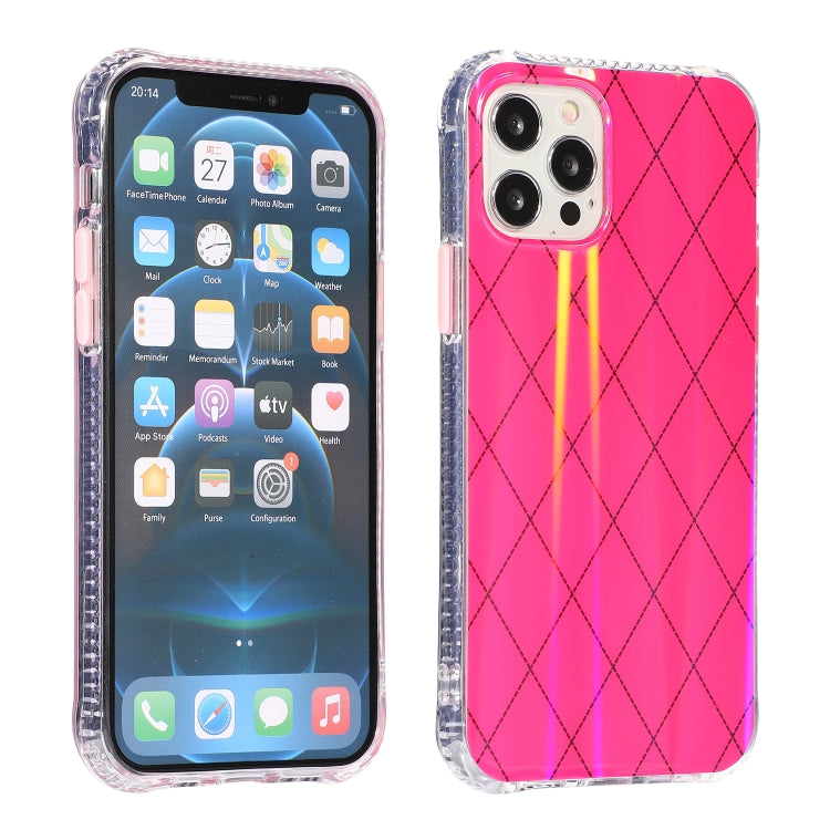 For iPhone 11 Pro Max Laser Aurora Rhombic Grid TPU Protective Case