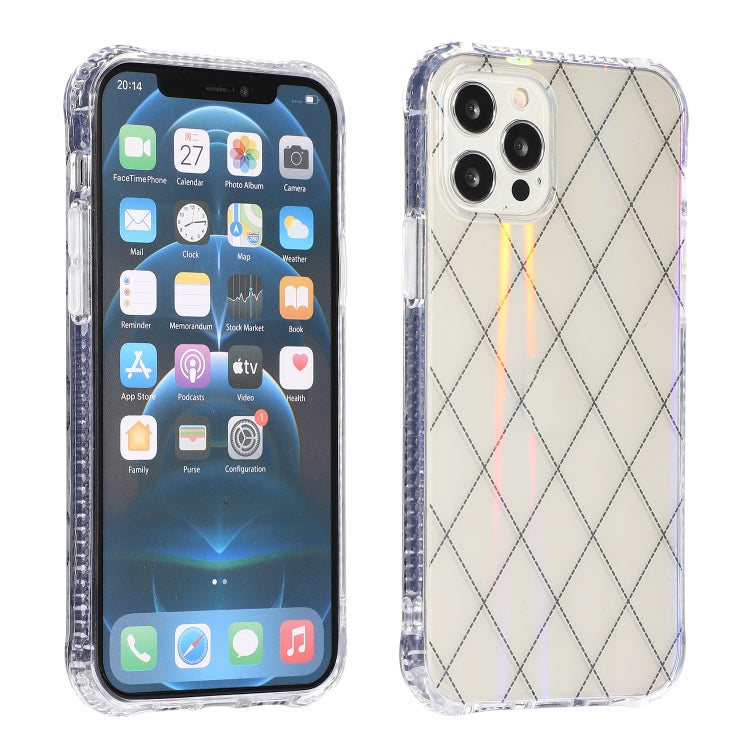For iPhone 11 Pro Max Laser Aurora Rhombic Grid TPU Protective Case