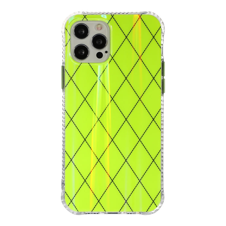 For iPhone 12 / 12 Pro Laser Aurora Rhombic Grid TPU Protective Case