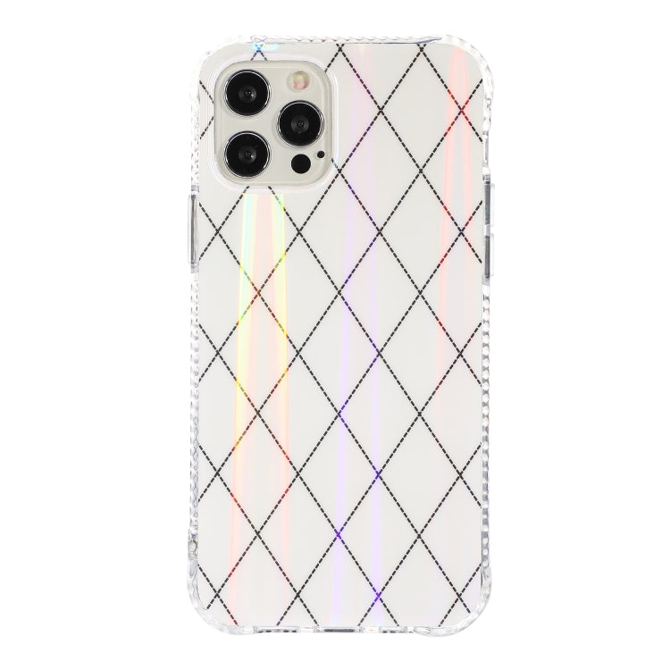 For iPhone 12 / 12 Pro Laser Aurora Rhombic Grid TPU Protective Case