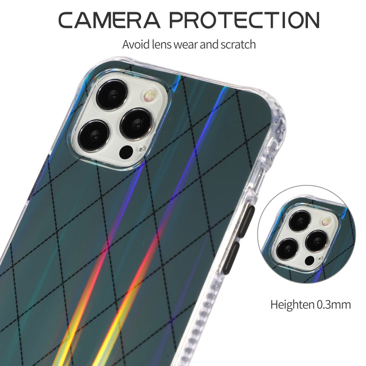 For iPhone 12 Pro Max Laser Aurora Rhombic Grid TPU Protective Case