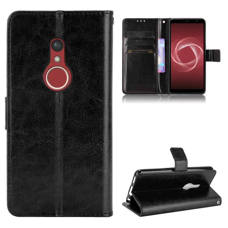 For Fujitsu Arrows Be4 Plus / F-41B Crazy Horse Texture Horizontal Flip Leather Case with Holder & Card Slots & Lanyard