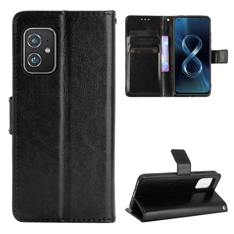 For Asus Zenfone 8 ZS590KS Crazy Horse Texture Horizontal Flip Leather Case with Holder & Card Slots & Lanyard