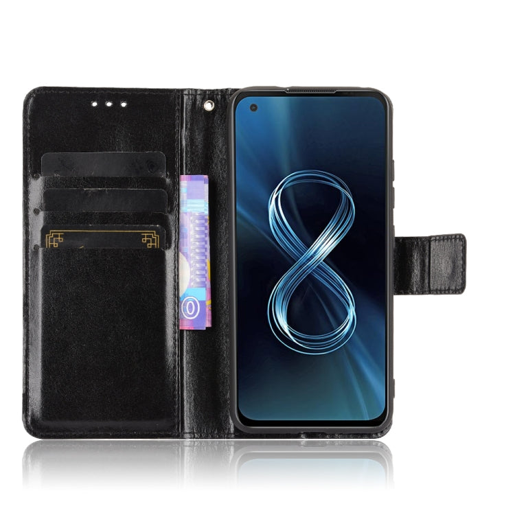 For Asus Zenfone 8 ZS590KS Crazy Horse Texture Horizontal Flip Leather Case with Holder & Card Slots & Lanyard