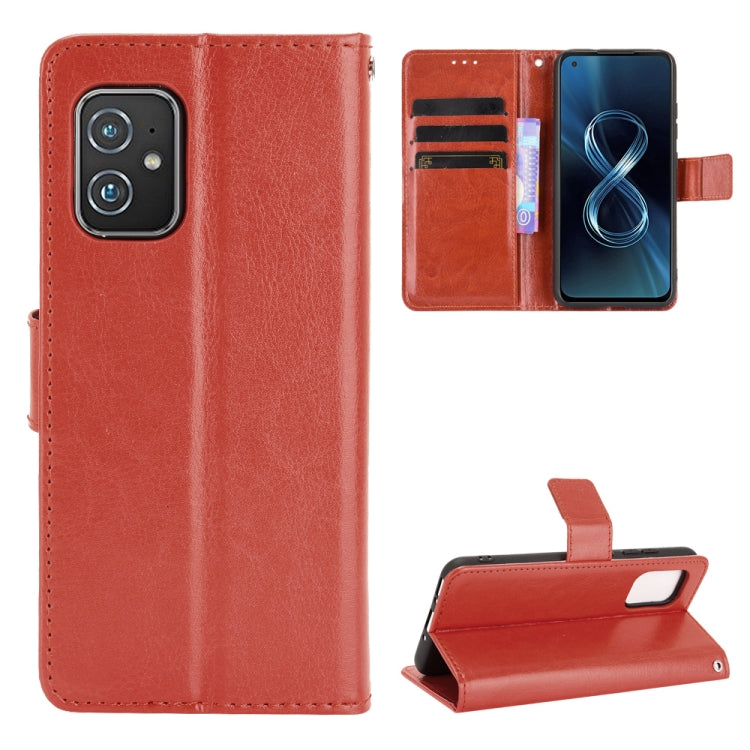 For Asus Zenfone 8 ZS590KS Crazy Horse Texture Horizontal Flip Leather Case with Holder & Card Slots & Lanyard