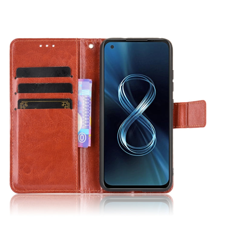 For Asus Zenfone 8 ZS590KS Crazy Horse Texture Horizontal Flip Leather Case with Holder & Card Slots & Lanyard