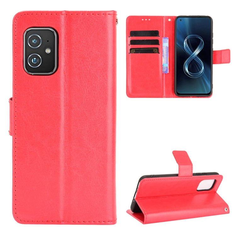 For Asus Zenfone 8 ZS590KS Crazy Horse Texture Horizontal Flip Leather Case with Holder & Card Slots & Lanyard
