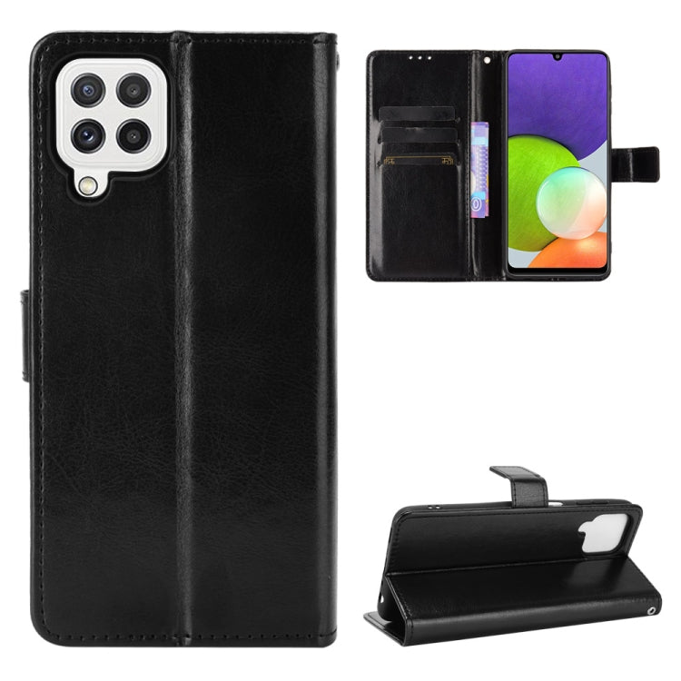 For Samsung Galaxy A22 4G Crazy Horse Texture Horizontal Flip Leather Case with Holder & Card Slots & Lanyard