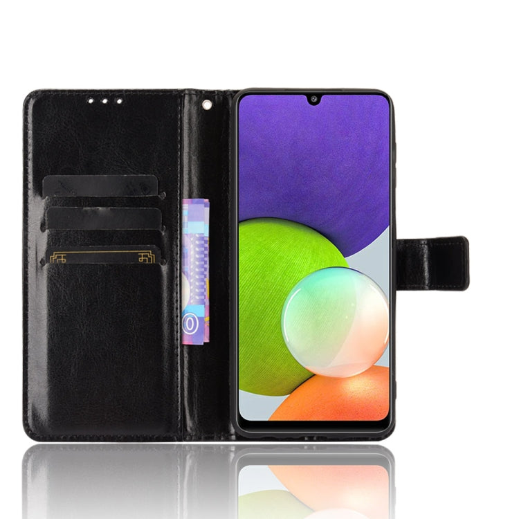 For Samsung Galaxy A22 4G Crazy Horse Texture Horizontal Flip Leather Case with Holder & Card Slots & Lanyard