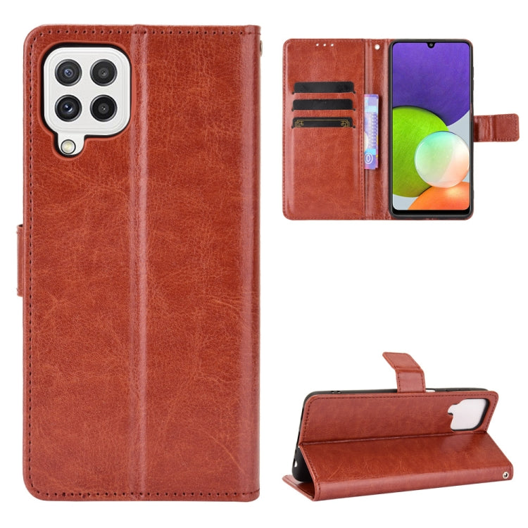 For Samsung Galaxy A22 4G Crazy Horse Texture Horizontal Flip Leather Case with Holder & Card Slots & Lanyard