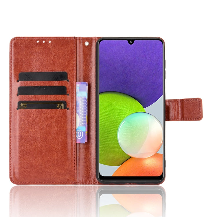 For Samsung Galaxy A22 4G Crazy Horse Texture Horizontal Flip Leather Case with Holder & Card Slots & Lanyard