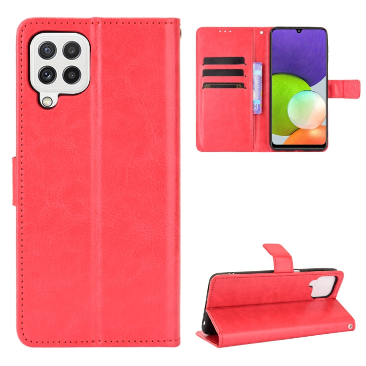 For Samsung Galaxy A22 4G Crazy Horse Texture Horizontal Flip Leather Case with Holder & Card Slots & Lanyard