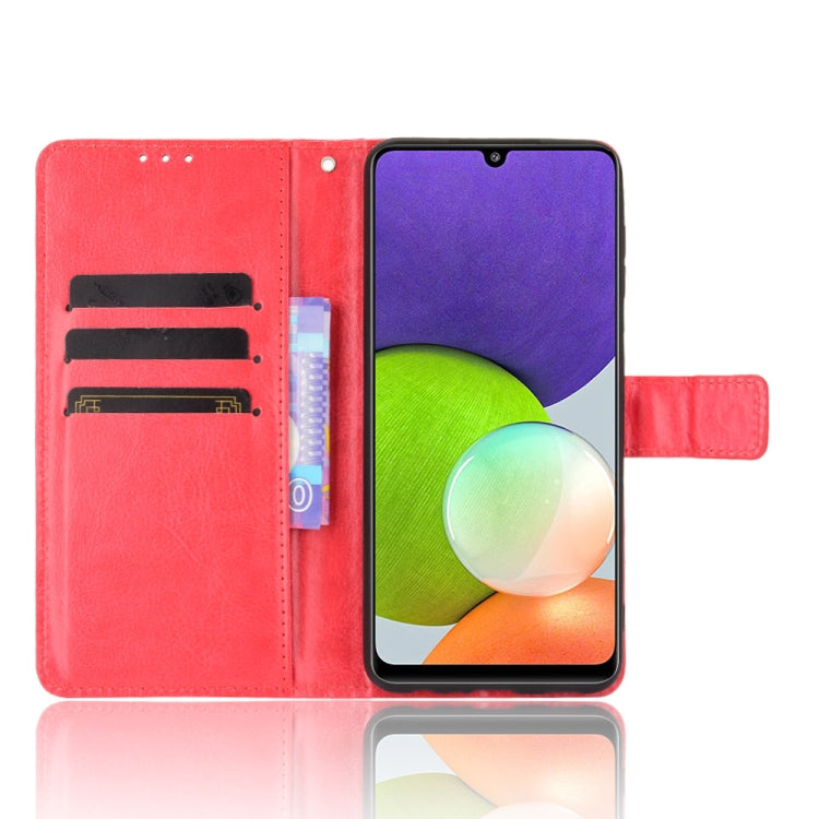 For Samsung Galaxy A22 4G Crazy Horse Texture Horizontal Flip Leather Case with Holder & Card Slots & Lanyard