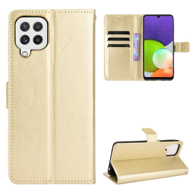 For Samsung Galaxy A22 4G Crazy Horse Texture Horizontal Flip Leather Case with Holder & Card Slots & Lanyard