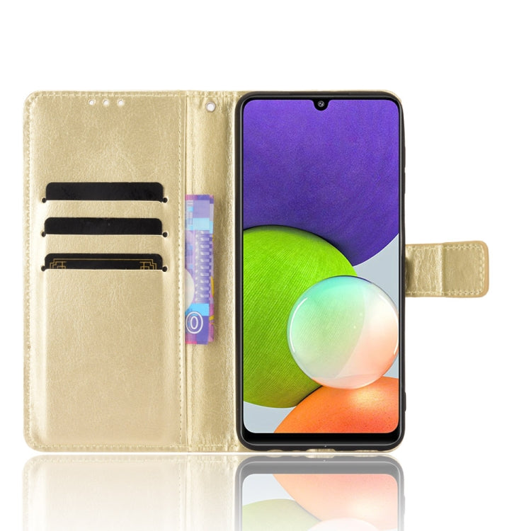 For Samsung Galaxy A22 4G Crazy Horse Texture Horizontal Flip Leather Case with Holder & Card Slots & Lanyard
