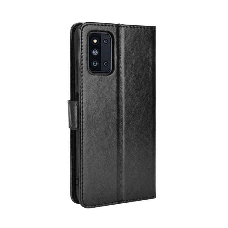 For Samsung Galaxy F52 5G Crazy Horse Texture Horizontal Flip Leather Case with Holder & Card Slots & Lanyard