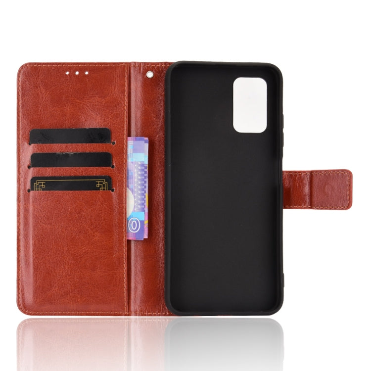 For Samsung Galaxy F52 5G Crazy Horse Texture Horizontal Flip Leather Case with Holder & Card Slots & Lanyard
