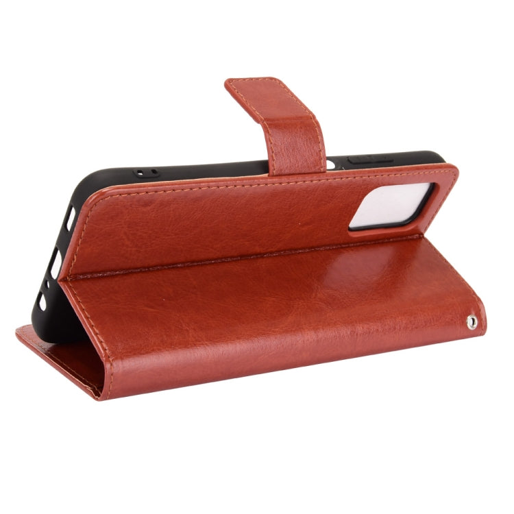 For Samsung Galaxy F52 5G Crazy Horse Texture Horizontal Flip Leather Case with Holder & Card Slots & Lanyard