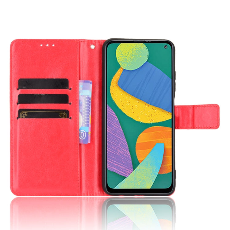 For Samsung Galaxy F52 5G Crazy Horse Texture Horizontal Flip Leather Case with Holder & Card Slots & Lanyard