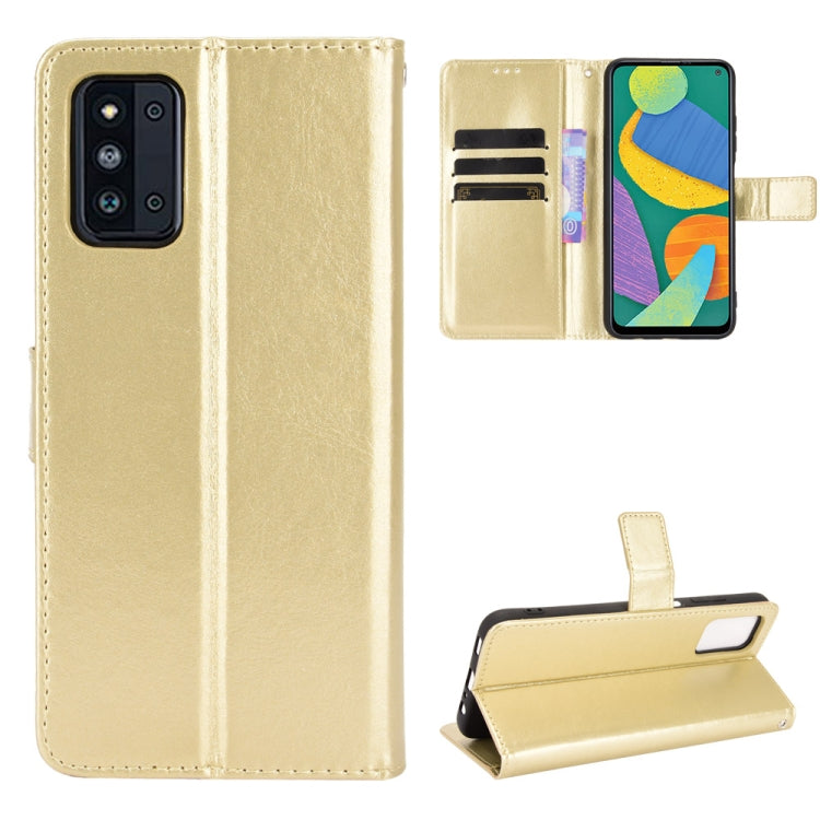 For Samsung Galaxy F52 5G Crazy Horse Texture Horizontal Flip Leather Case with Holder & Card Slots & Lanyard