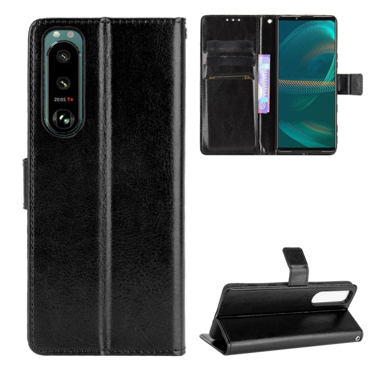 For Sony Xperia 5 III Crazy Horse Texture Horizontal Flip Leather Case with Holder & Card Slots & Lanyard