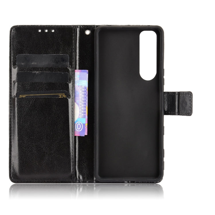 For Sony Xperia 5 III Crazy Horse Texture Horizontal Flip Leather Case with Holder & Card Slots & Lanyard