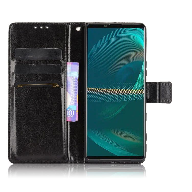 For Sony Xperia 5 III Crazy Horse Texture Horizontal Flip Leather Case with Holder & Card Slots & Lanyard