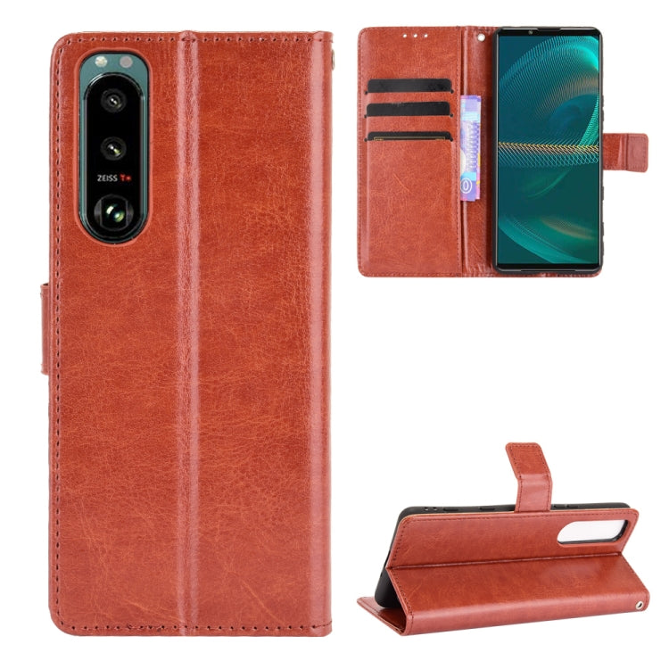 For Sony Xperia 5 III Crazy Horse Texture Horizontal Flip Leather Case with Holder & Card Slots & Lanyard