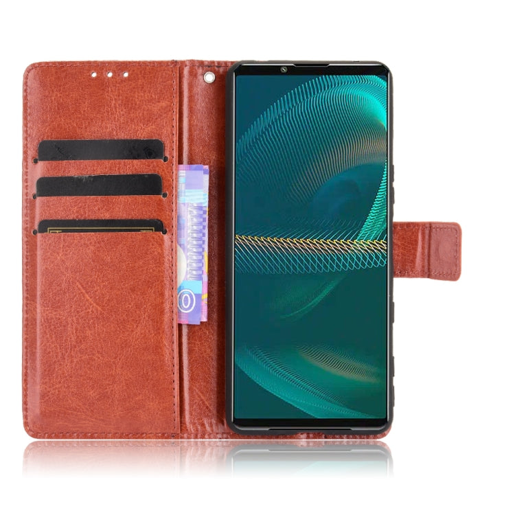 For Sony Xperia 5 III Crazy Horse Texture Horizontal Flip Leather Case with Holder & Card Slots & Lanyard