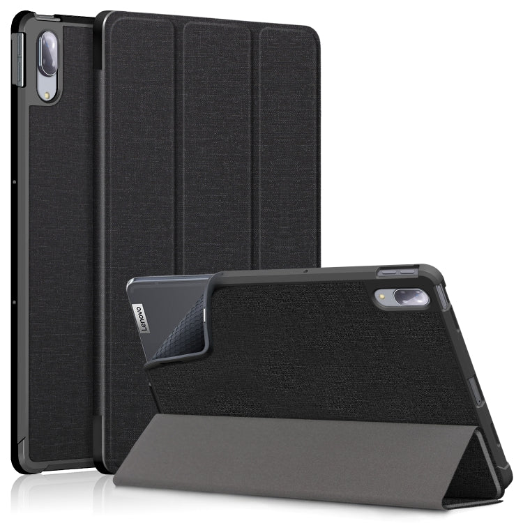 For Lenovo Tab P11 Pro TB-J716F /J706F Cloth Texture PU + TPU Horizontal Flip Leather Case with Three-folding Holder & Wake-up / Sleep Function