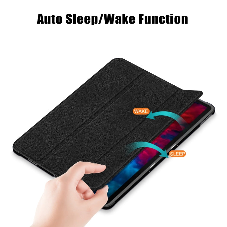 For Lenovo Tab P11 Pro TB-J716F /J706F Cloth Texture PU + TPU Horizontal Flip Leather Case with Three-folding Holder & Wake-up / Sleep Function