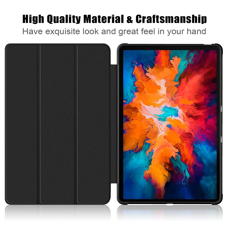 For Lenovo Tab P11 Pro TB-J716F /J706F Cloth Texture PU + TPU Horizontal Flip Leather Case with Three-folding Holder & Wake-up / Sleep Function