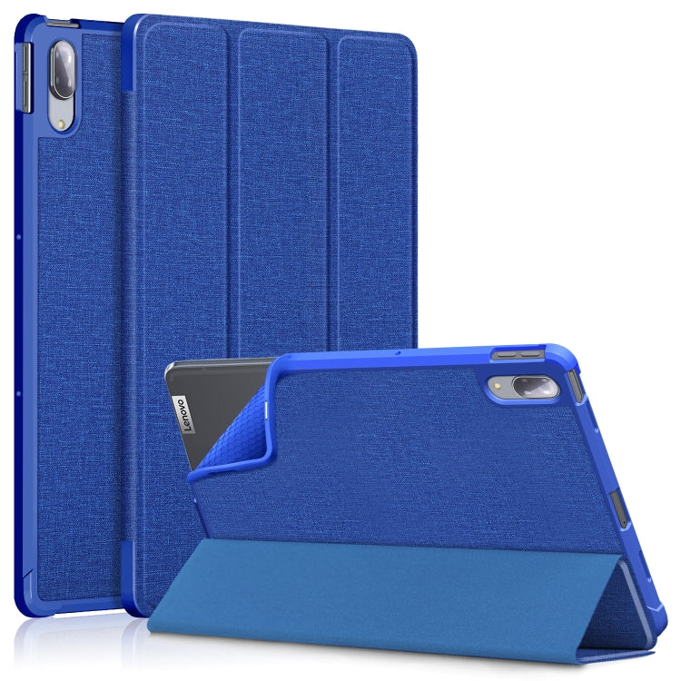 For Lenovo Tab P11 Pro TB-J716F /J706F Cloth Texture PU + TPU Horizontal Flip Leather Case with Three-folding Holder & Wake-up / Sleep Function
