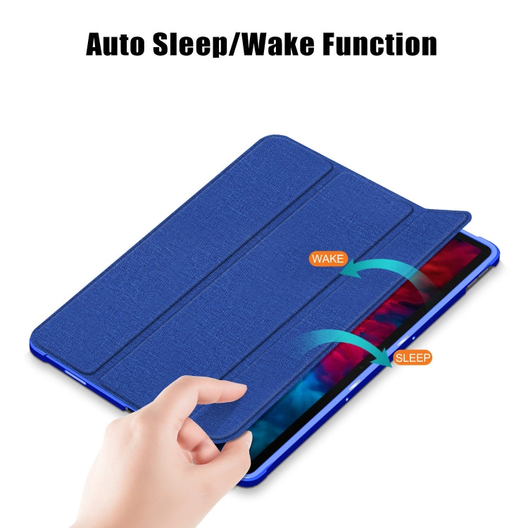 For Lenovo Tab P11 Pro TB-J716F /J706F Cloth Texture PU + TPU Horizontal Flip Leather Case with Three-folding Holder & Wake-up / Sleep Function
