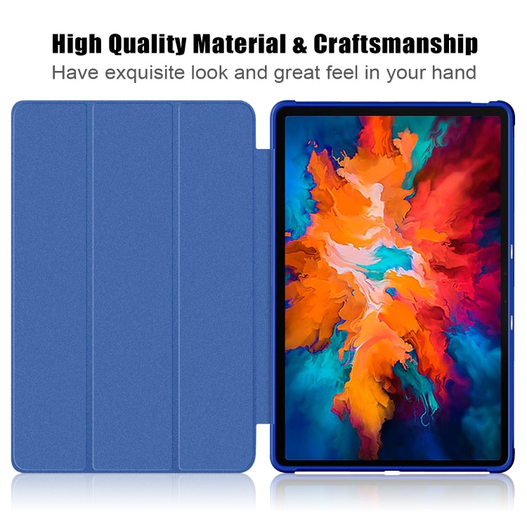For Lenovo Tab P11 Pro TB-J716F /J706F Cloth Texture PU + TPU Horizontal Flip Leather Case with Three-folding Holder & Wake-up / Sleep Function