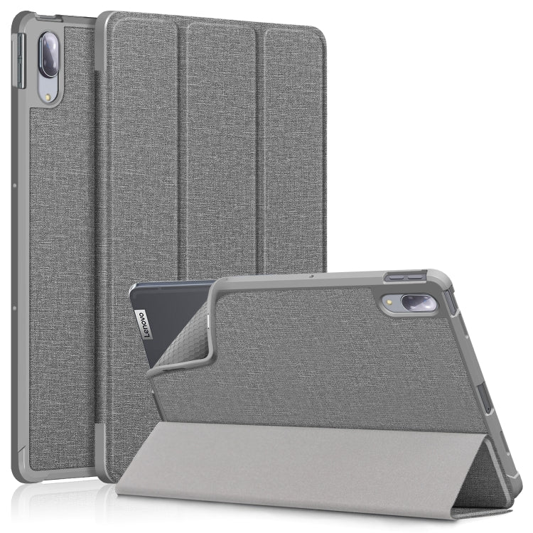 For Lenovo Tab P11 Pro TB-J716F /J706F Cloth Texture PU + TPU Horizontal Flip Leather Case with Three-folding Holder & Wake-up / Sleep Function