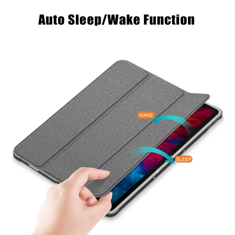 For Lenovo Tab P11 Pro TB-J716F /J706F Cloth Texture PU + TPU Horizontal Flip Leather Case with Three-folding Holder & Wake-up / Sleep Function