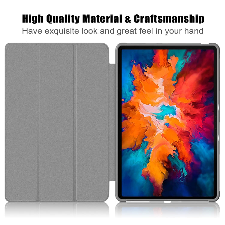 For Lenovo Tab P11 Pro TB-J716F /J706F Cloth Texture PU + TPU Horizontal Flip Leather Case with Three-folding Holder & Wake-up / Sleep Function