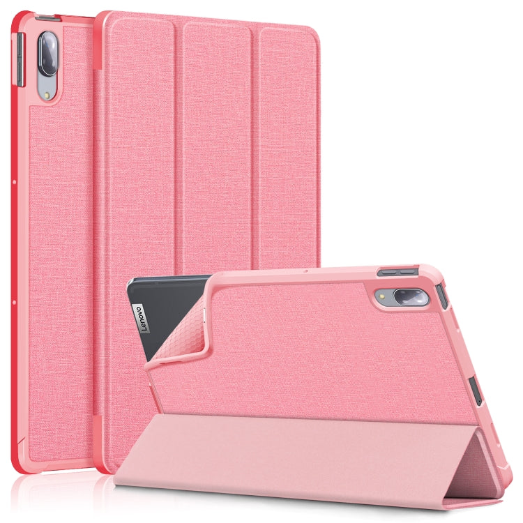 For Lenovo Tab P11 Pro TB-J716F /J706F Cloth Texture PU + TPU Horizontal Flip Leather Case with Three-folding Holder & Wake-up / Sleep Function