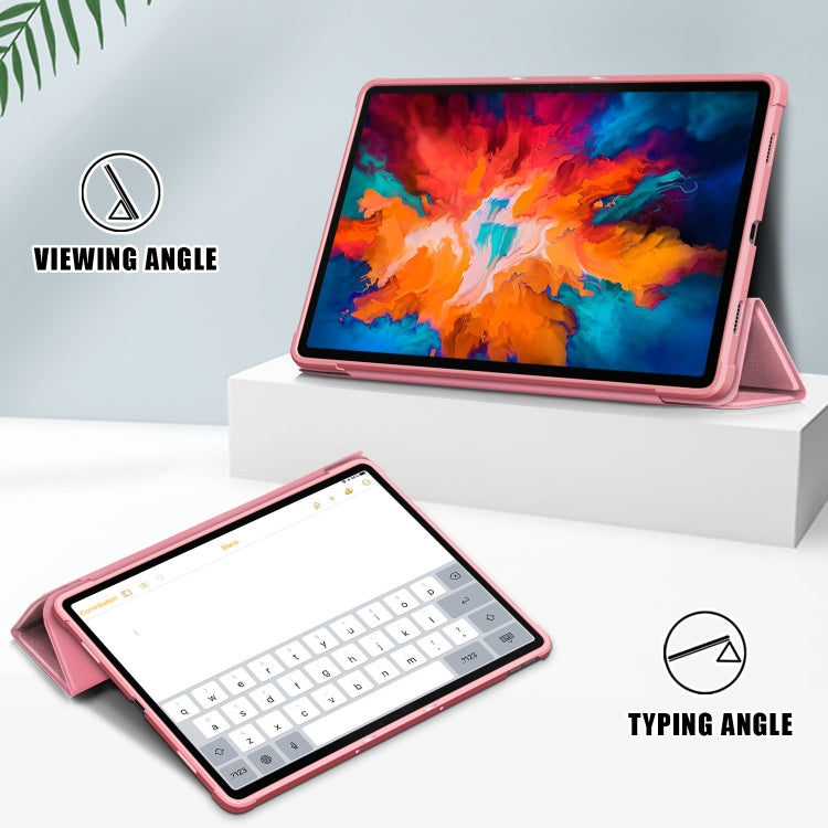 For Lenovo Tab P11 Pro TB-J716F /J706F Cloth Texture PU + TPU Horizontal Flip Leather Case with Three-folding Holder & Wake-up / Sleep Function